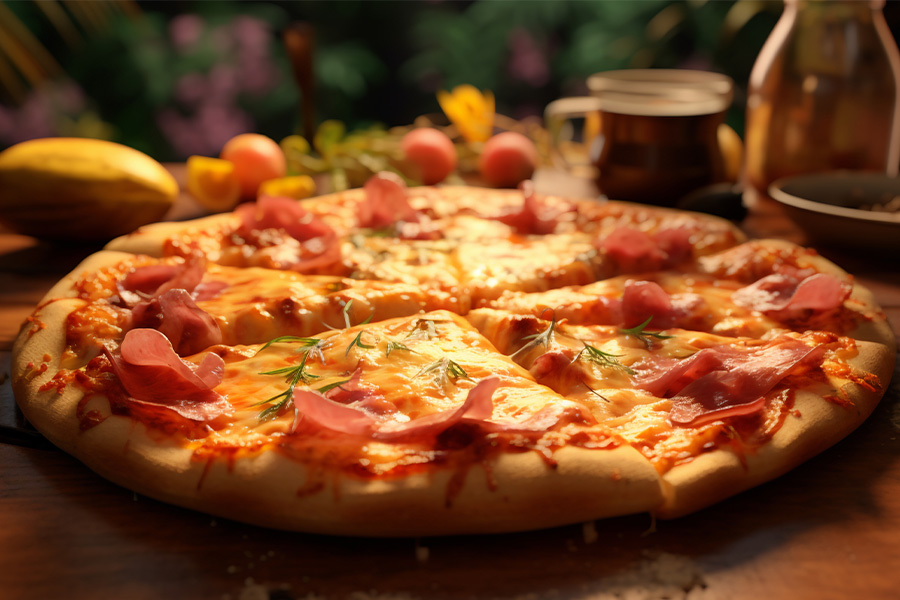 Pizza mit Sauce Hollandaise